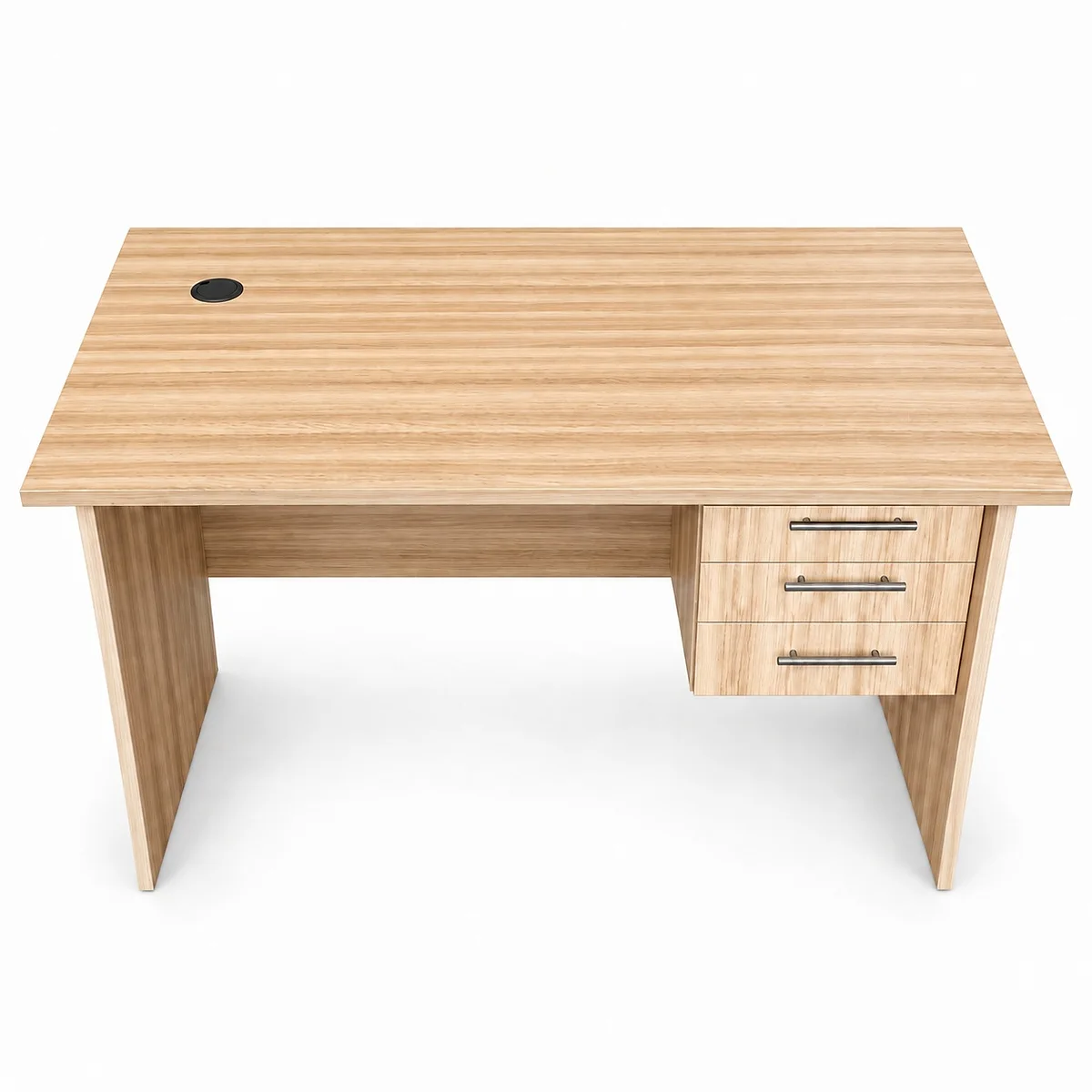1.2m Office Desk with 3 Fixed Drawers, Light Wood