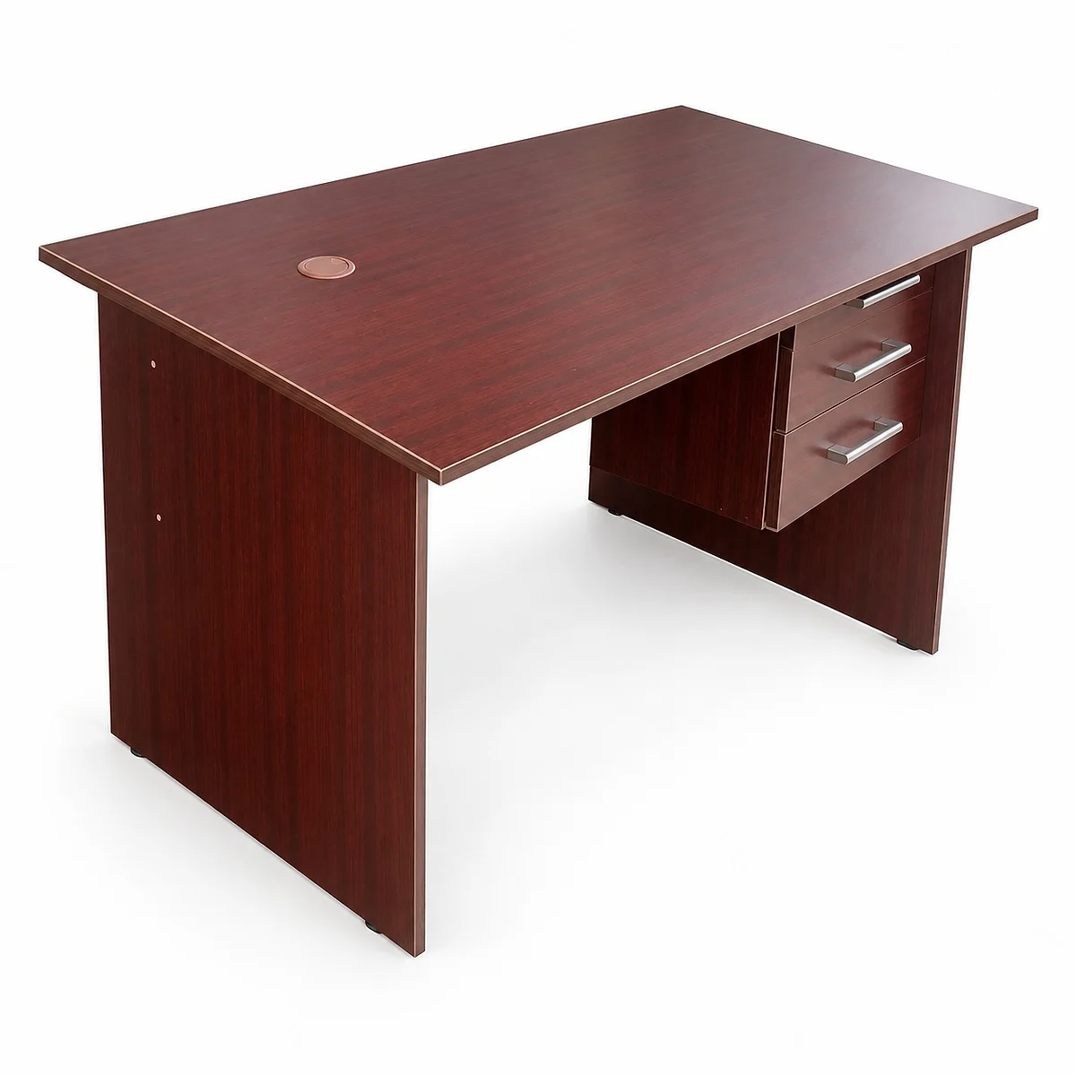 1.2m Office Desk with 3 Fixed Drawers, Mahogany