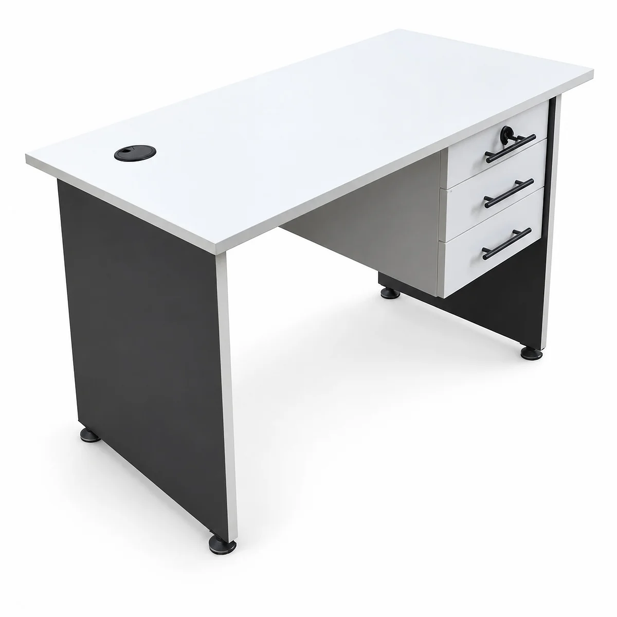 1.2m Office Desk with Fixed Drawers, White