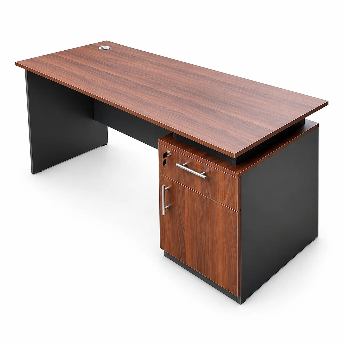 1.4m Office Desk with Pullout Drawer and Storage Space