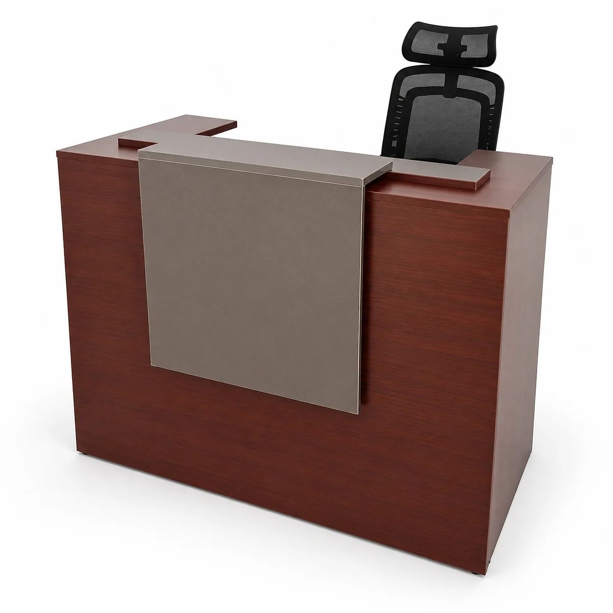 1.4m Reception Desk, Walnut and Grey