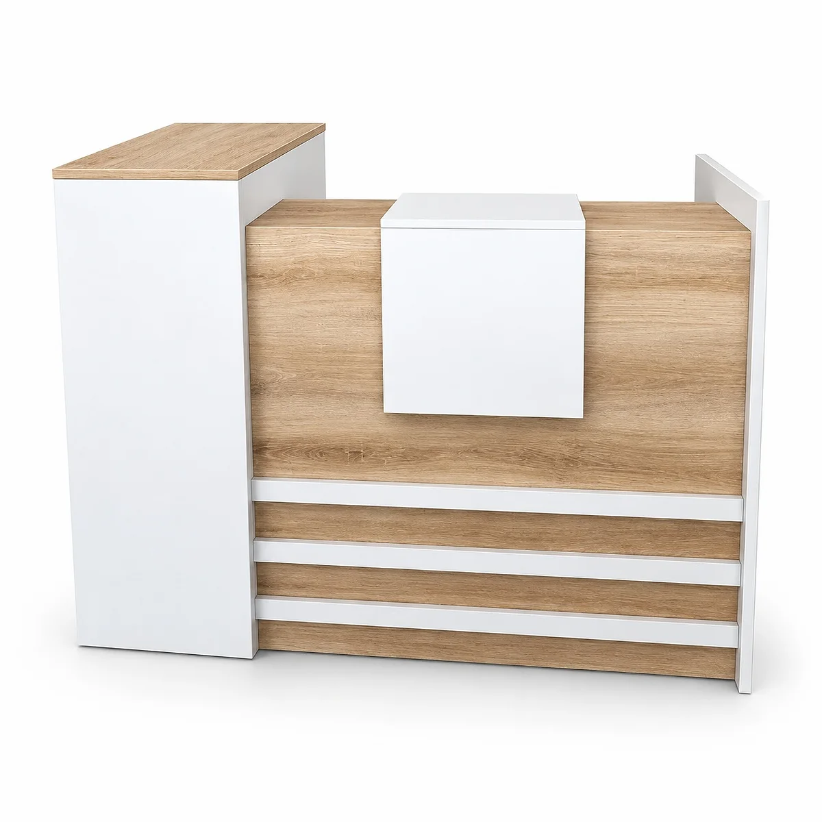 1.4m Reception Desk, White and Oak