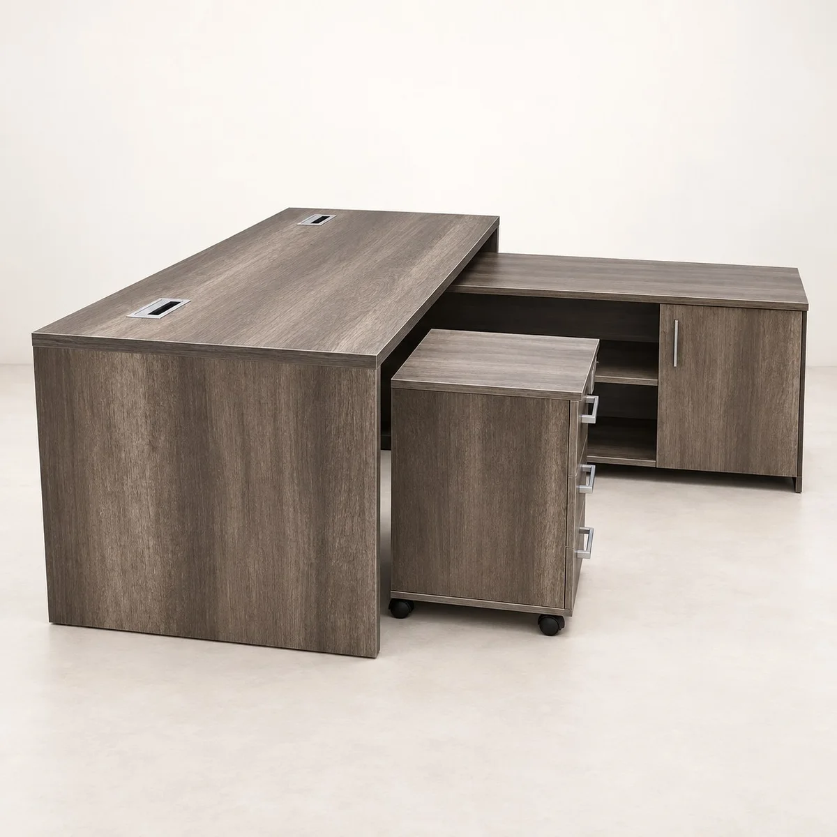 1.8m Executive Desk with Movable Side Table and Pedestal
