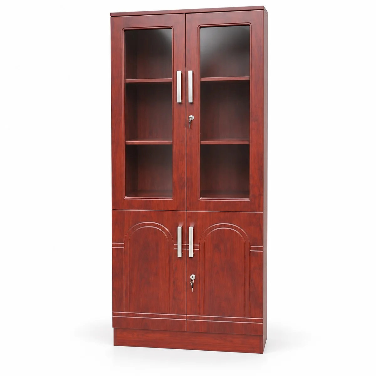 2-Door Wooden Mahogany Cabinet with Glass