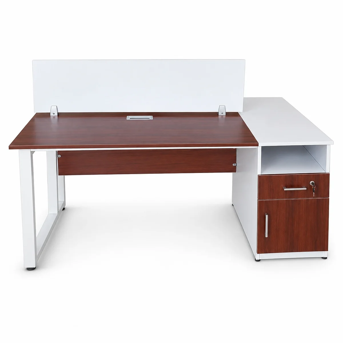 2-Way Dark and White Workstation with Metallic Legs