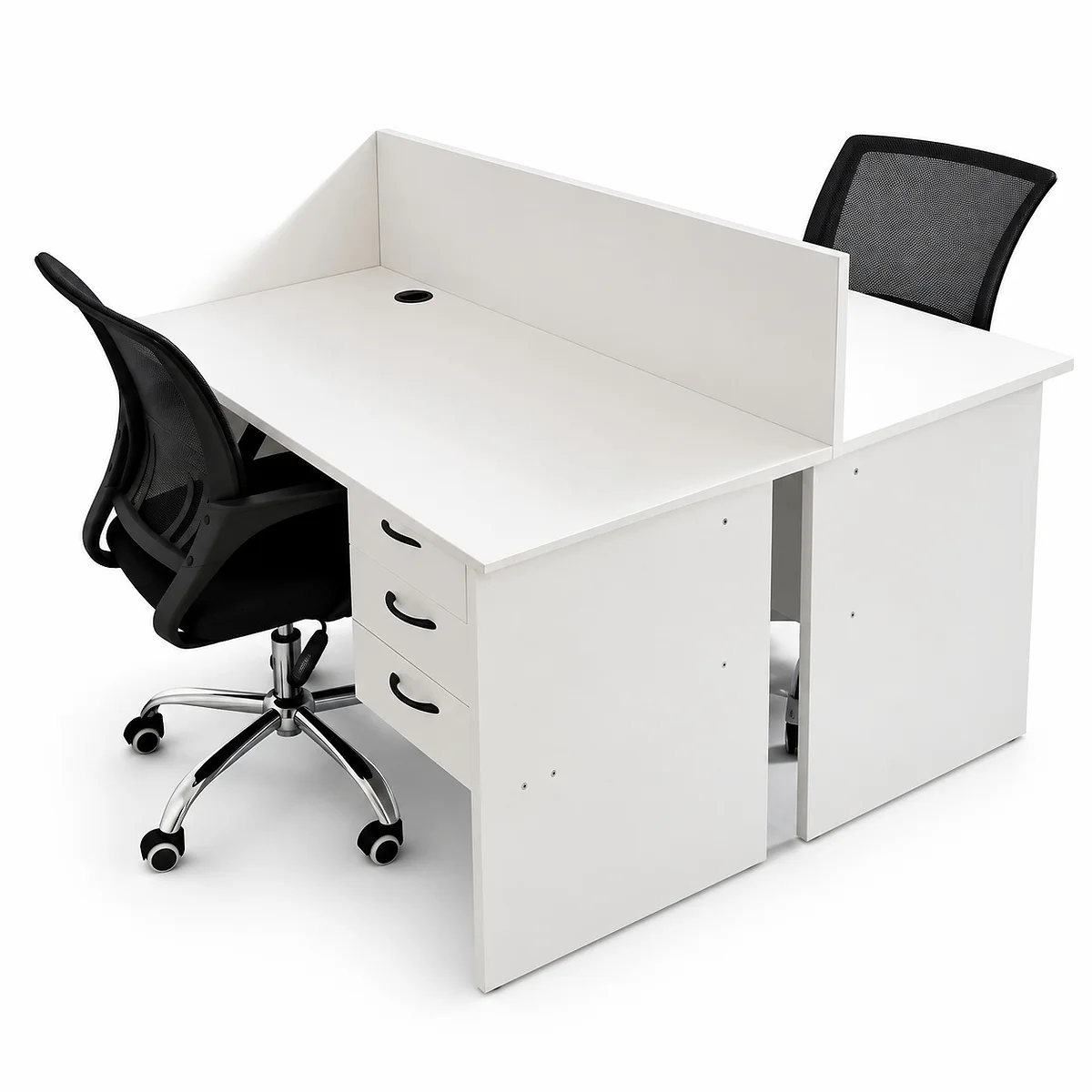 2-Way White Workstation with Panel Legs