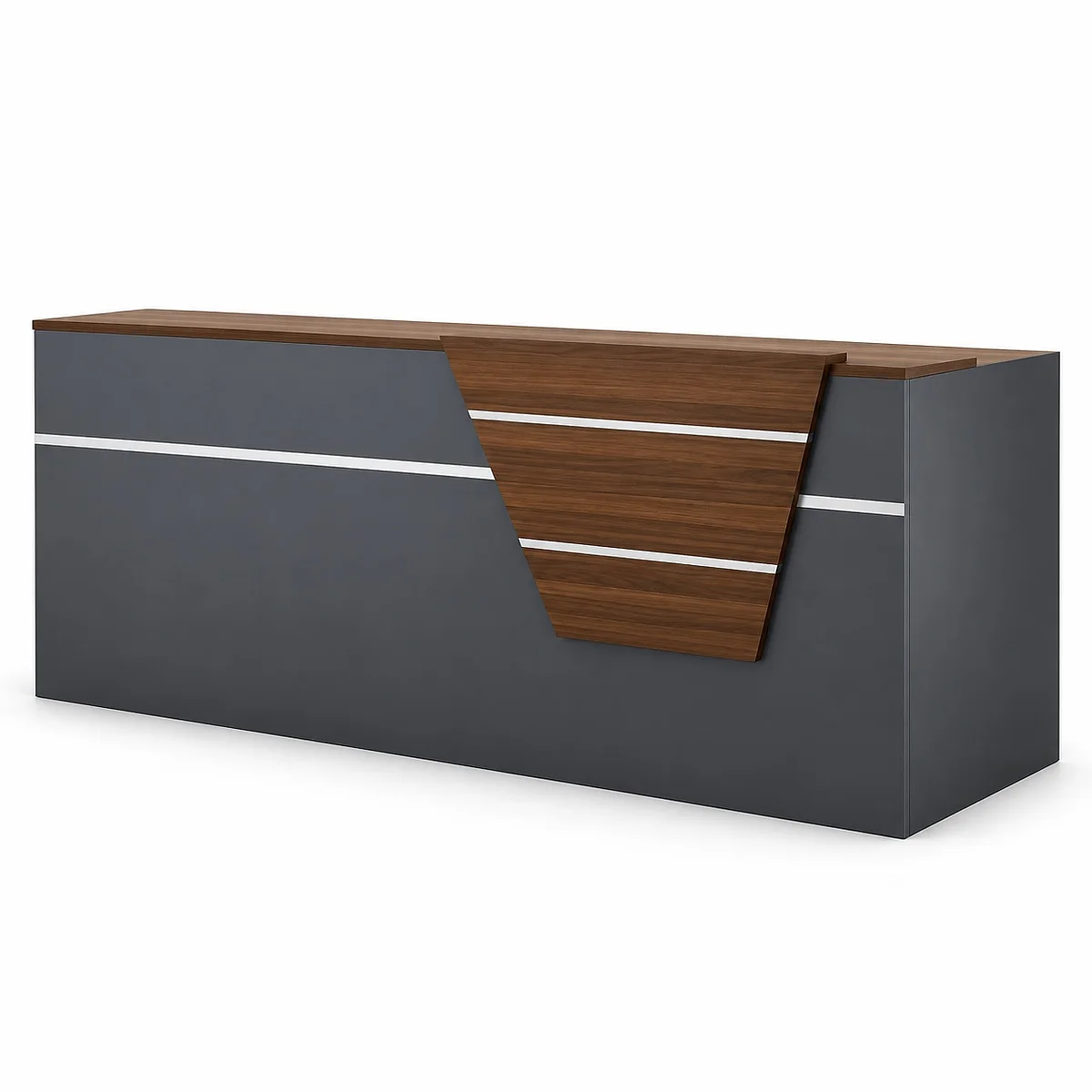 2m Reception Desk, Grey and Walnut