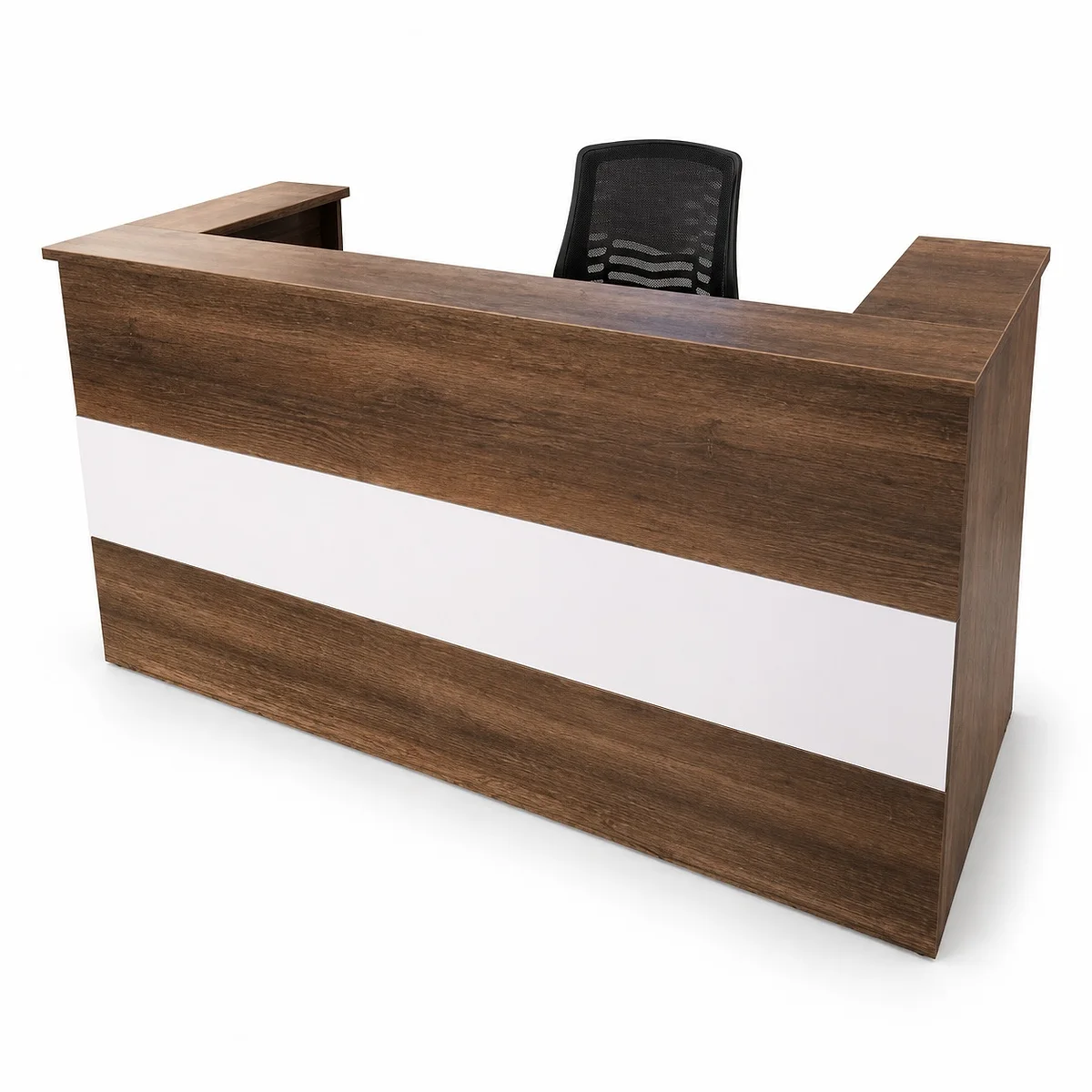 2m Reception Desk, Walnut and White