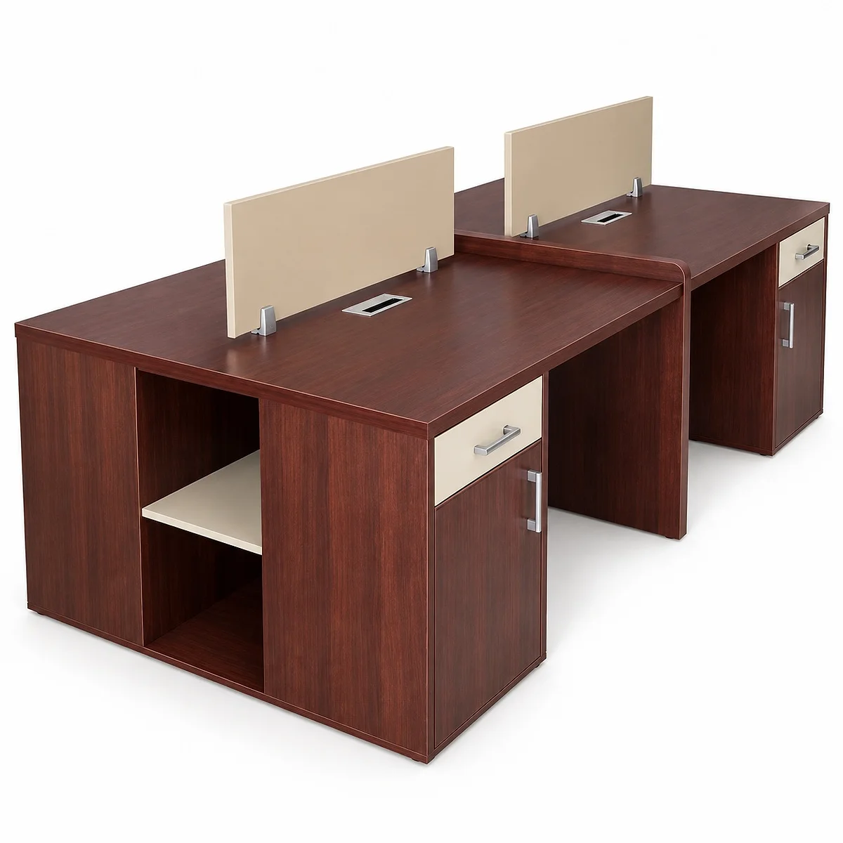 4-Way Dark Workstation with Drawers