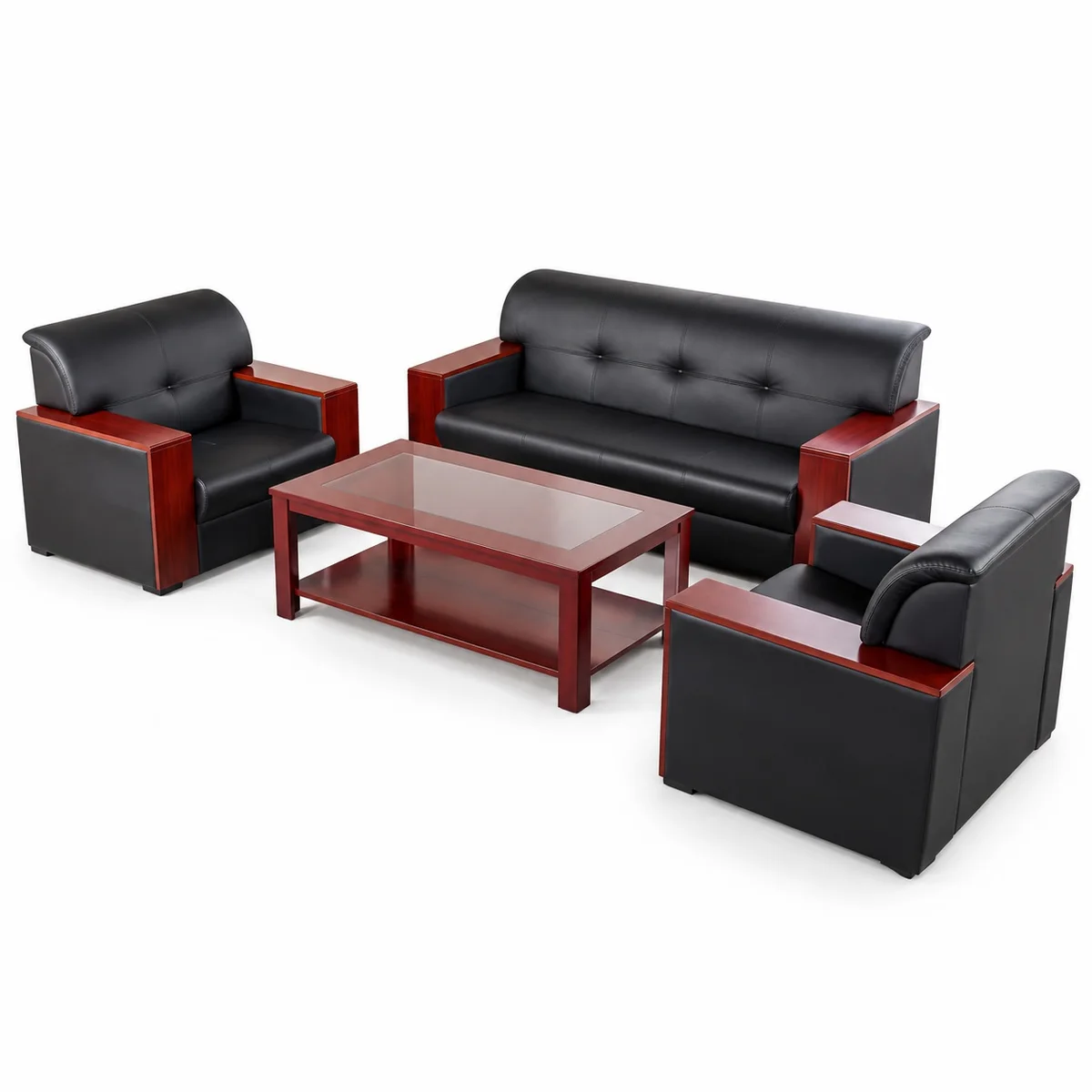 5-Seater Black and Brown Sofa Set