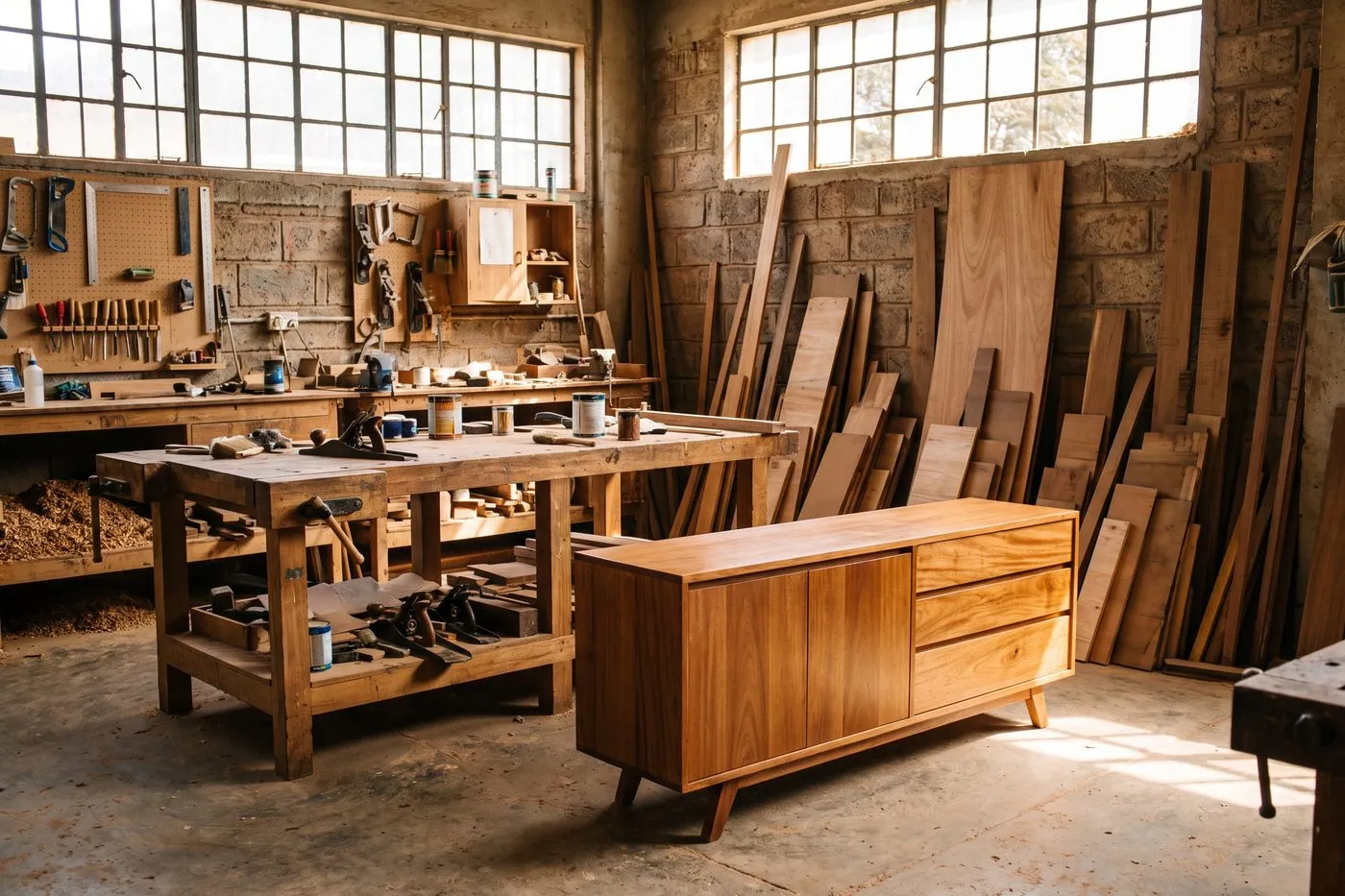 Furniture being finished in a local workshop