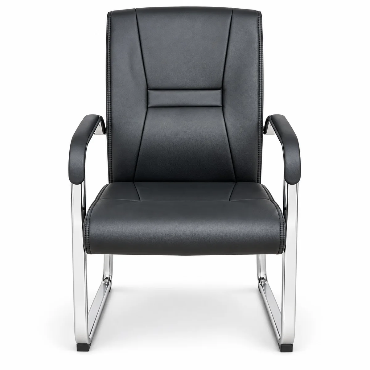 Black Leather Visitor Chair 612C