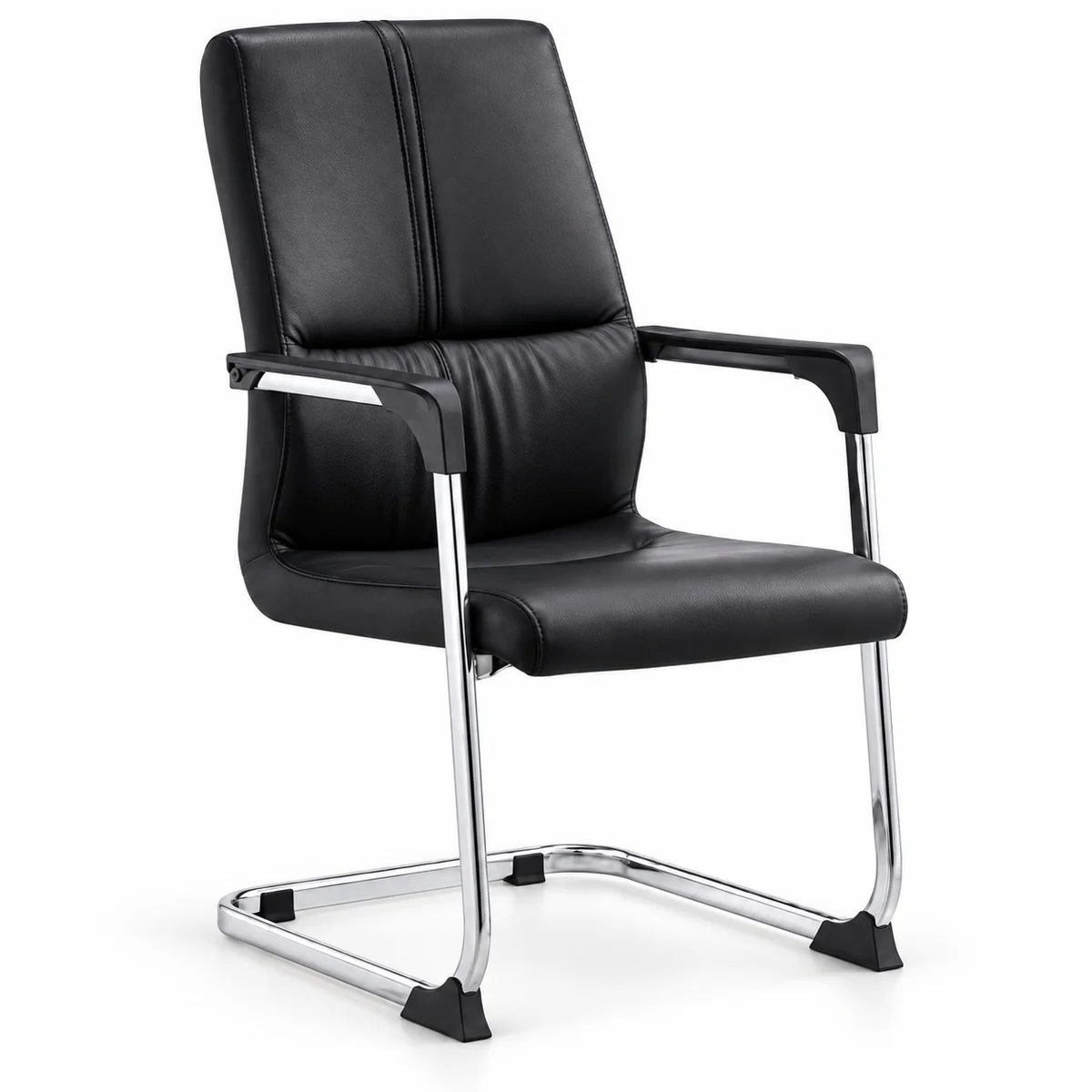 Black Leather Visitor Chair ZV-B2777-1