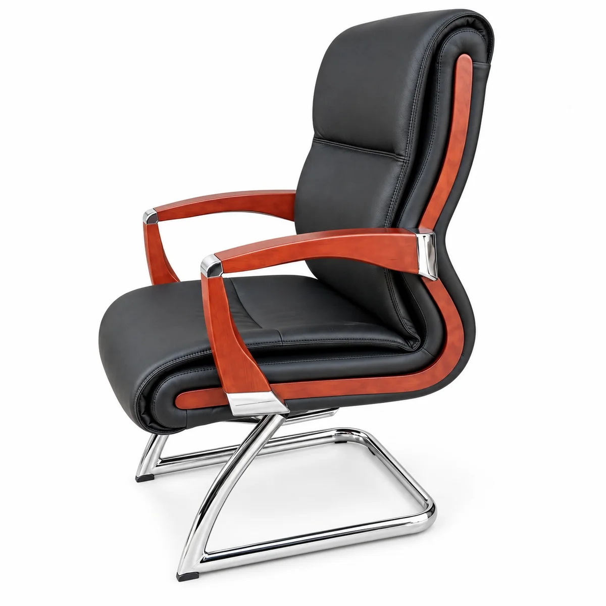Executive Black Visitor Chair with Wooden Arms IGH920C