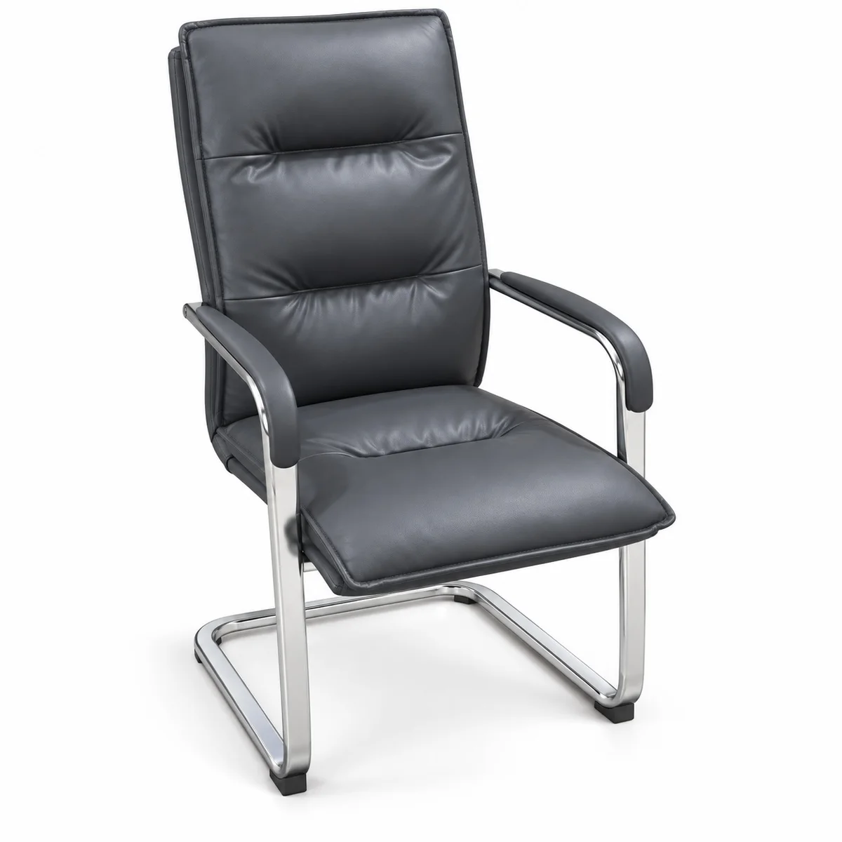 Puffed Leather Gray Visitor Chair YH01