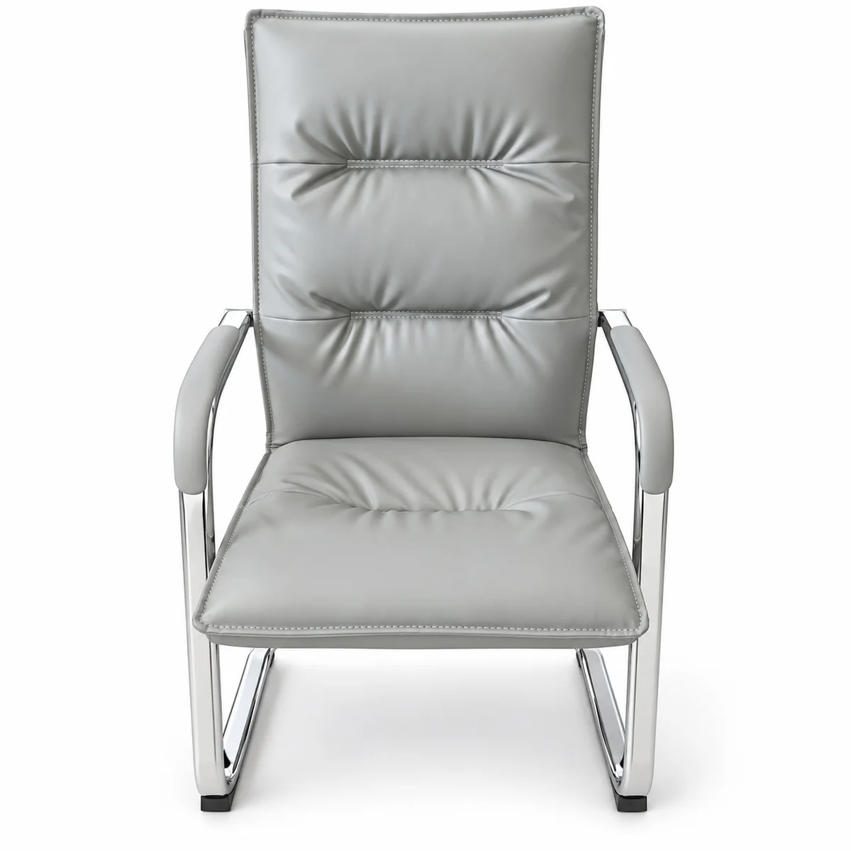 Puffed Leather Light Gray Visitor Chair YH01